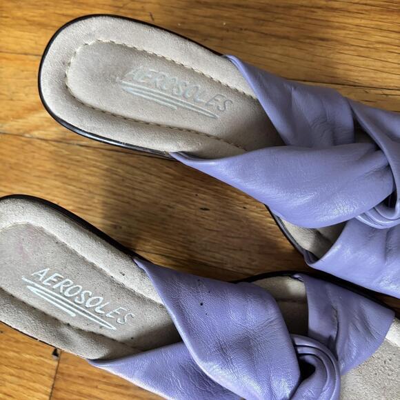 Purple Leather Wedge Sandals Lightly - Picture 2 of 4